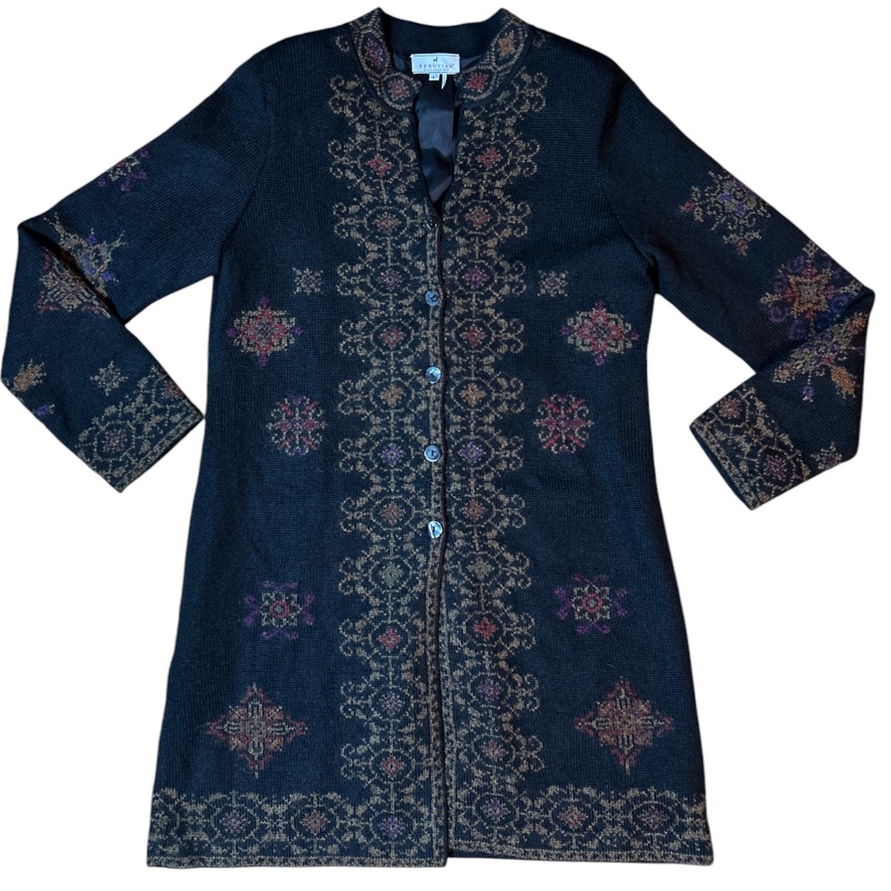 Peruvian Connection Lined Sweater Jacket Size:L C… - image 1